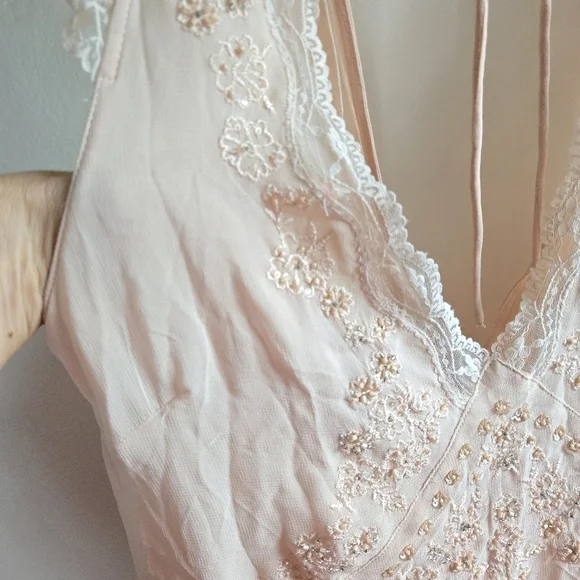 New Zara Limited Edition Embroidered Beaded Lace Blush Slip Mini Dress NWT  Large - coffeafoods.com